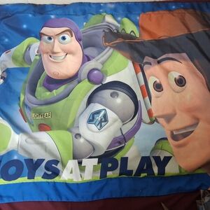 Toy Story Buzzlight Year And Woody Toys At Play Standard Size Pillow Sham.
